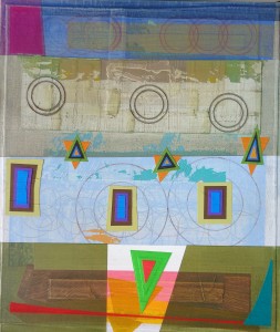 Bloomstone Fragment (Triad Geometries) mixed media on wood 28 x 24 $2900 2017